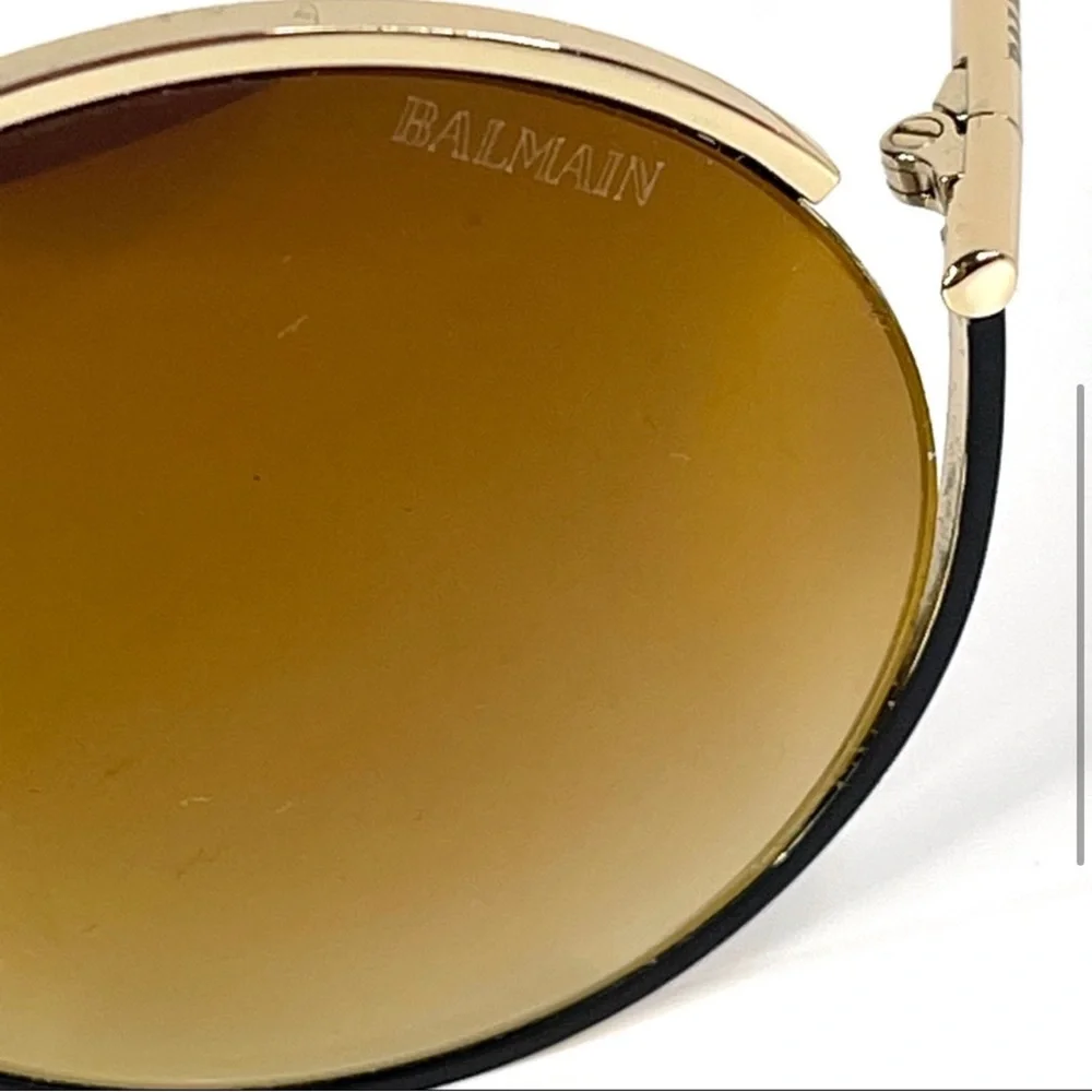 BALMAIN 52mm Round Sunglasses Gold Made In France